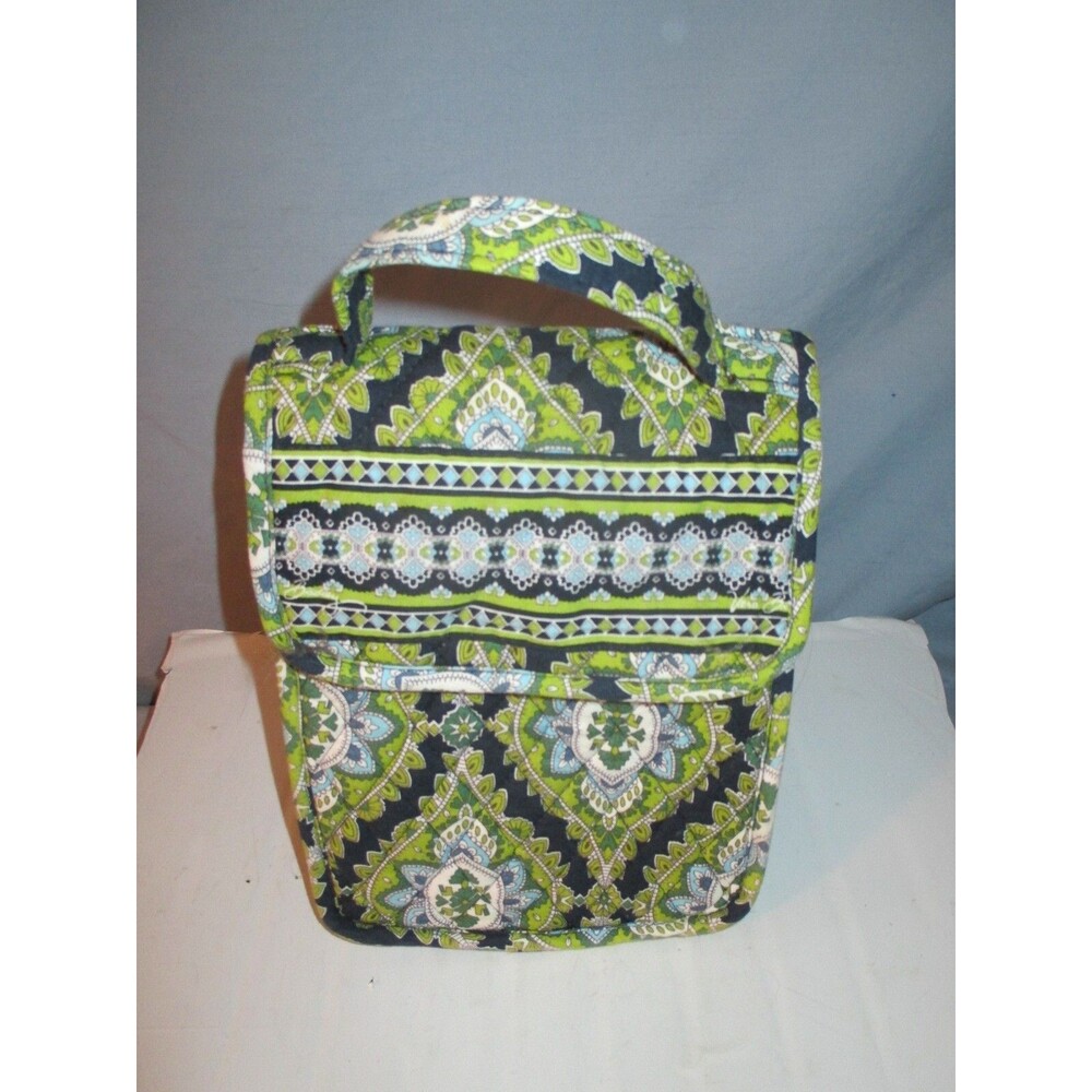 Vera Bradley Green Black Paisley Floral Carry Lunch Bag Tote